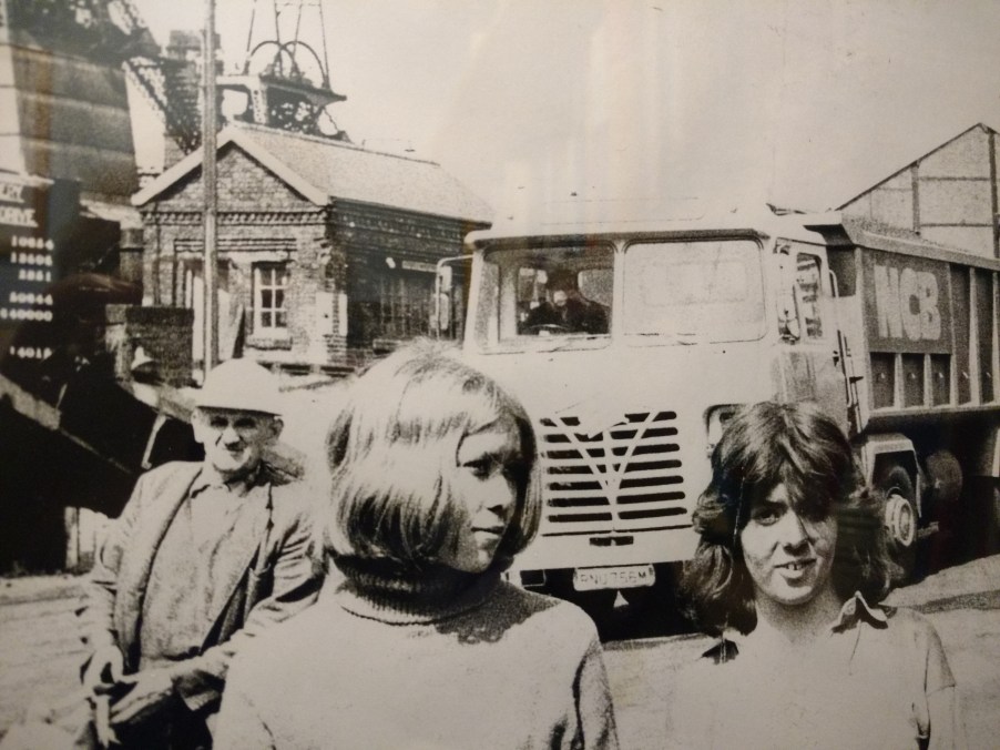 A miner, Sofka and Sarah outside a colliery circa 1971.jpg